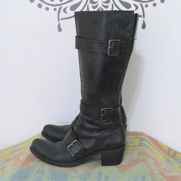Cole Haan Shoes - Cole Haan Black Heeled Motorcycle Boots 8.5
